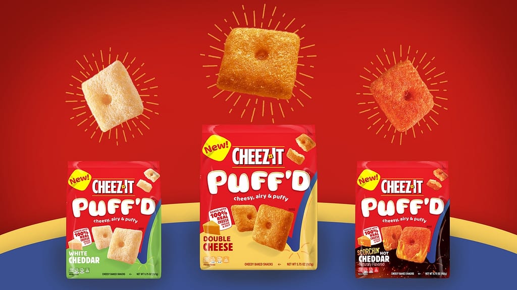 CheezIt Puff’d cheesy, airy & puffy snack made with 100 real cheese